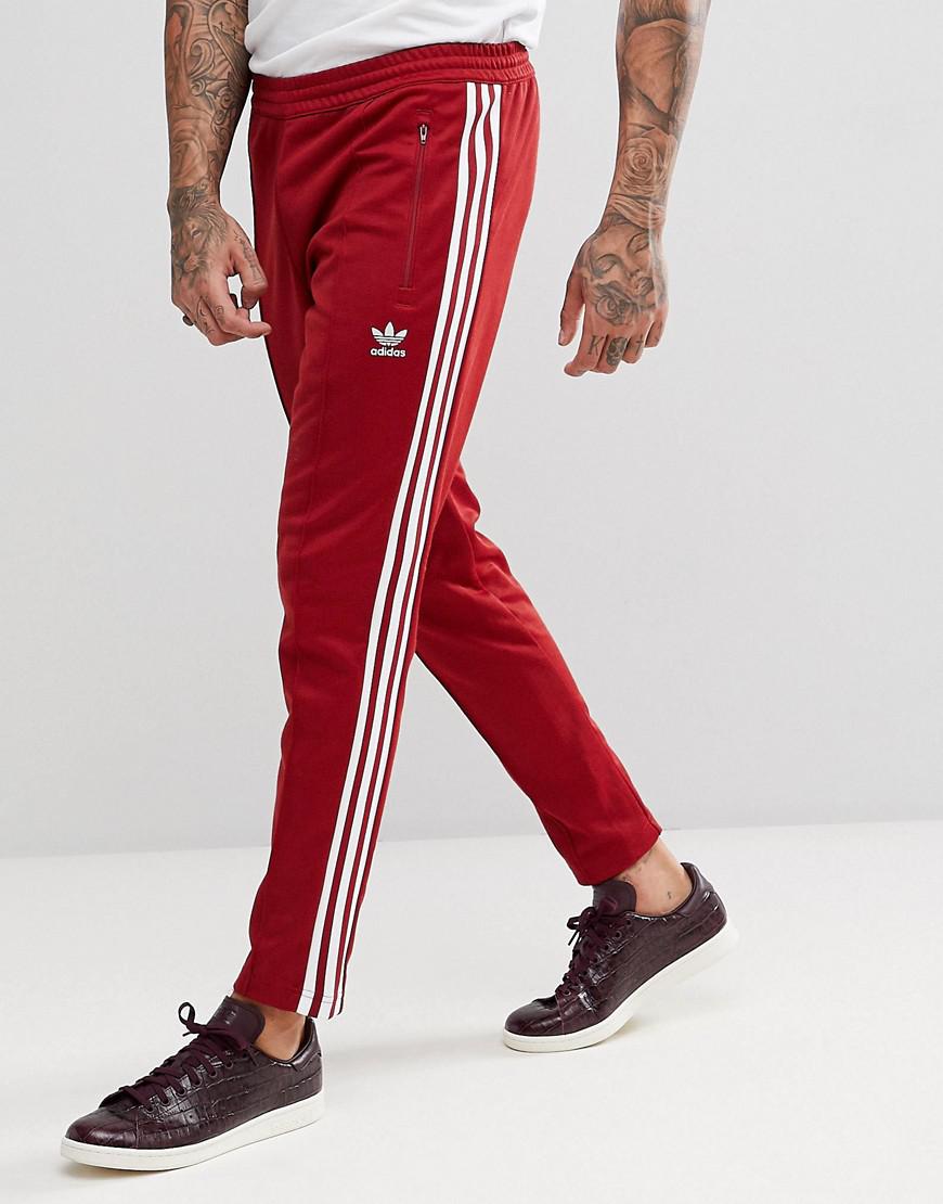adidas Originals Adicolor Beckenbauer Sweatpants In Skinny Fit In Burgundy  Cw1270 in Red for Men - Lyst