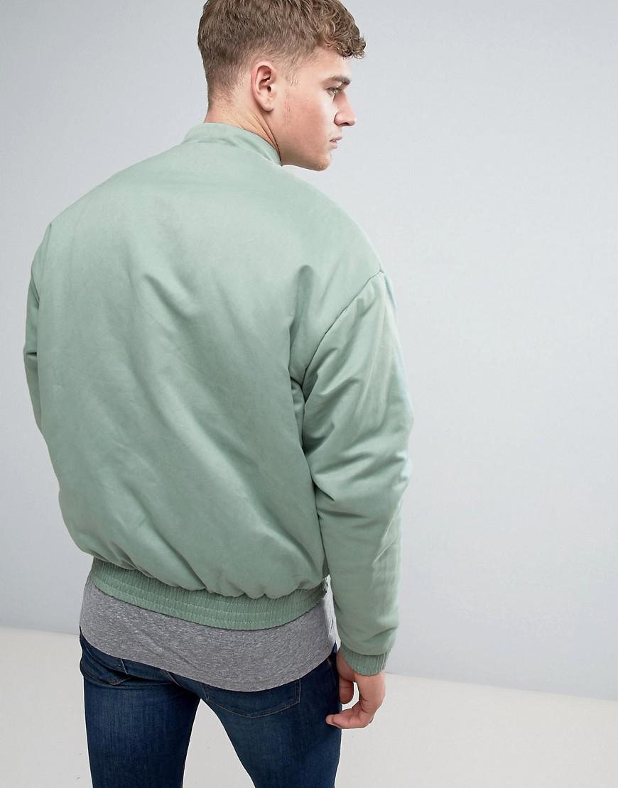 ASOS Synthetic Padded Bomber Jacket In Mint Green for Men - Lyst