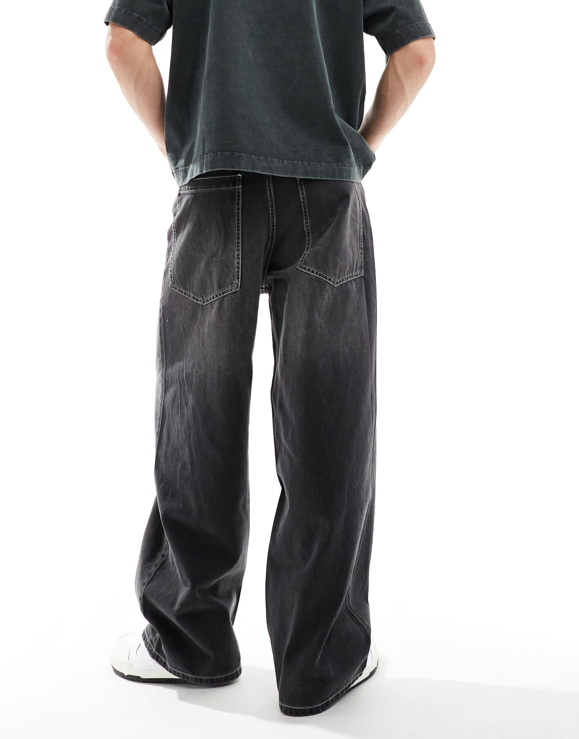Bershka Super baggy Washed Jeans in Black for Men | Lyst Canada