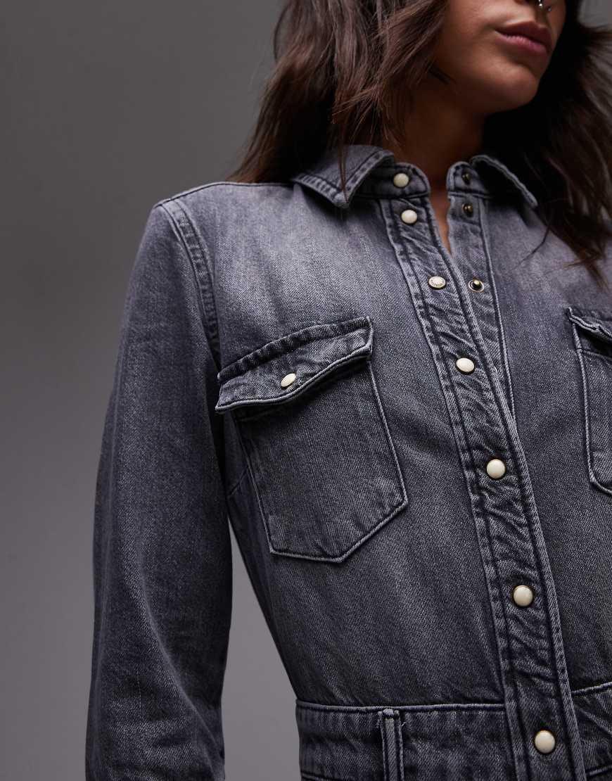 AllSaints Blair Denim Maxi Dress in Grey Lyst UK