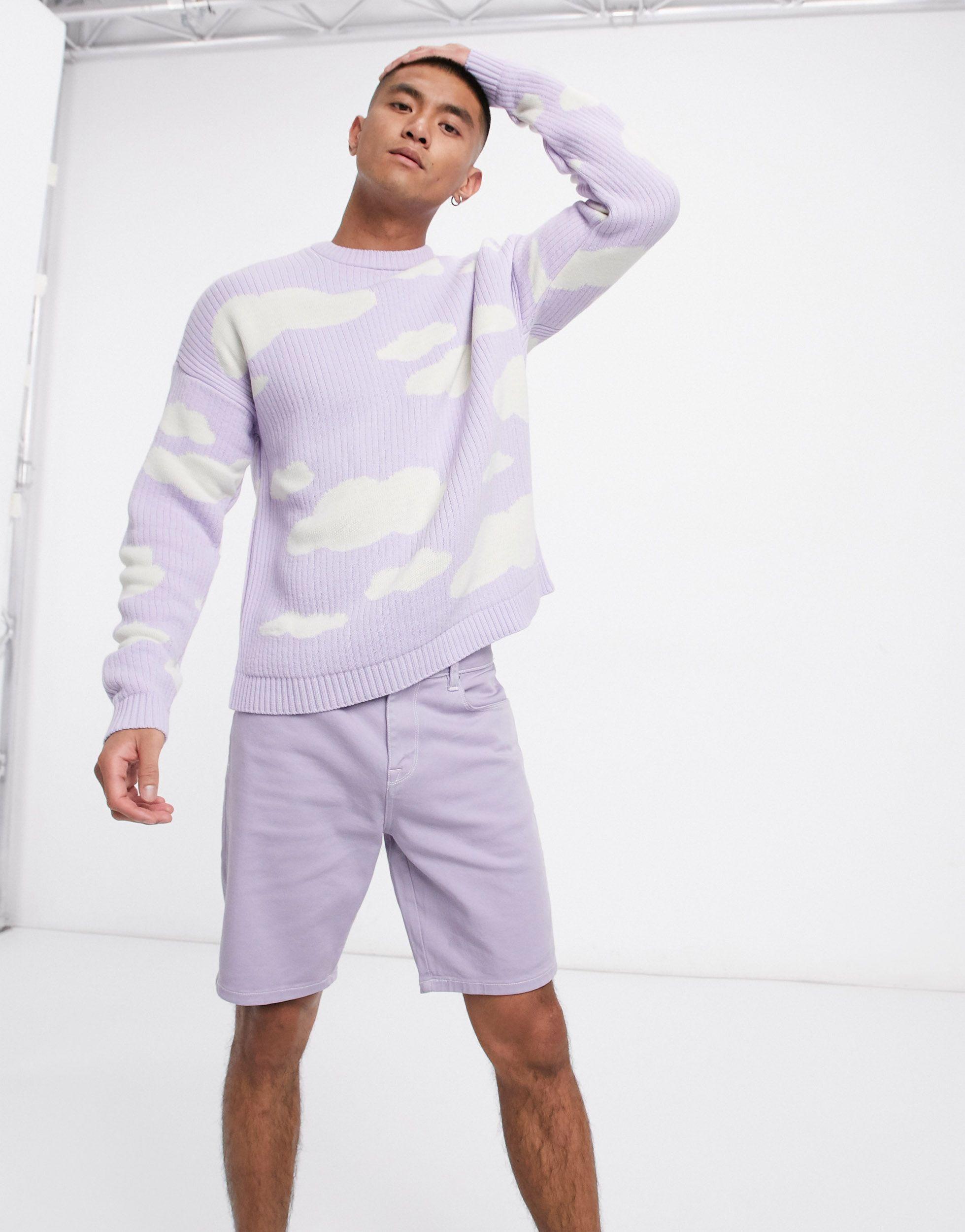 Maglione lavorato oversize lilla con nuvole da Uomo di ASOS in Viola | Lyst