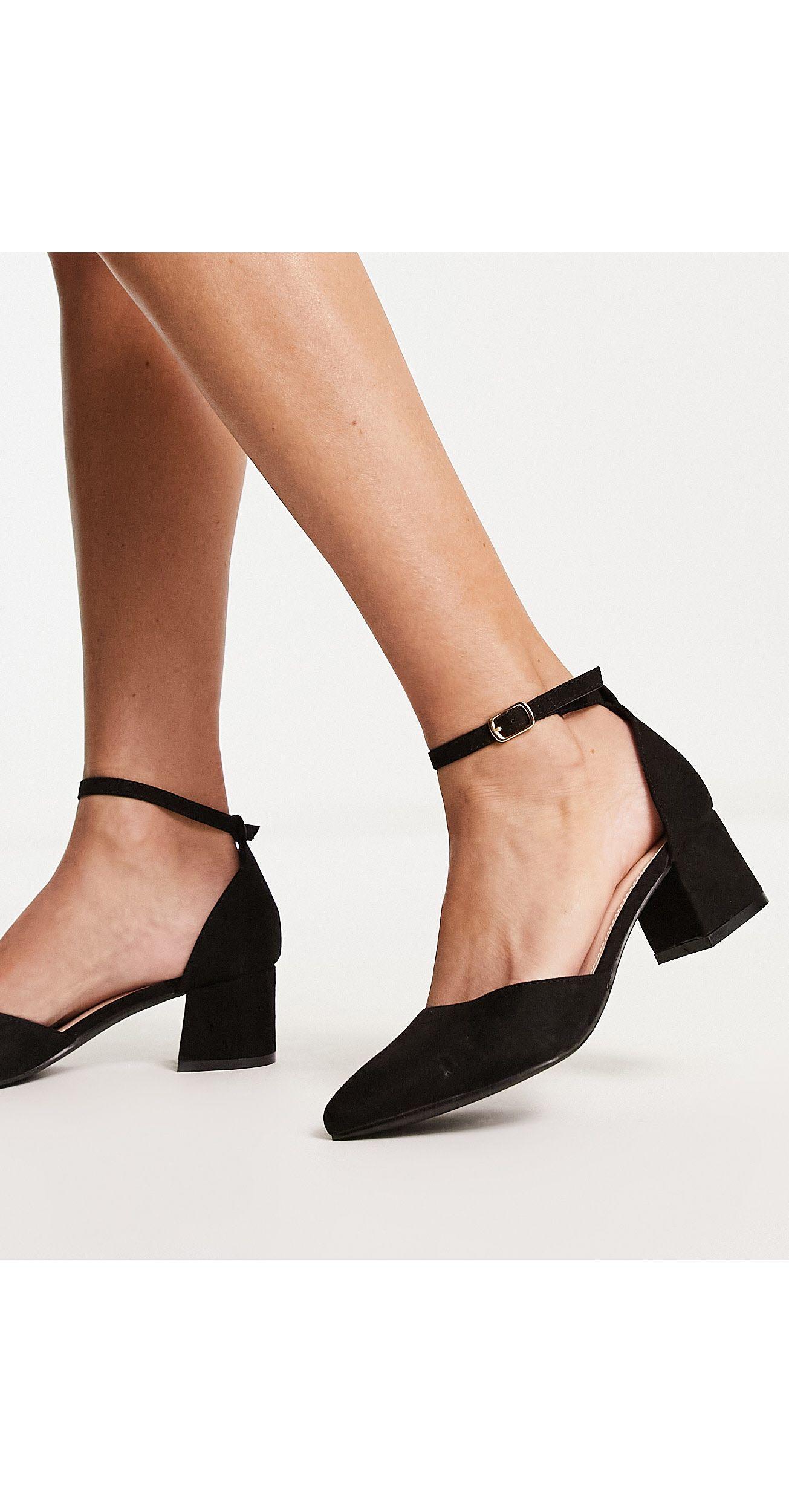 Truffle Collection Mid Block Heel Shoes in Black | Lyst