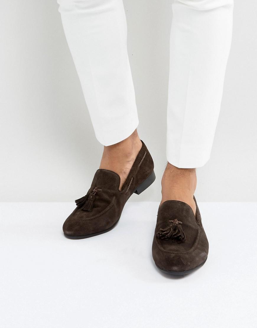 Dune Tassel Loafers Suede in Brown for Men | Lyst