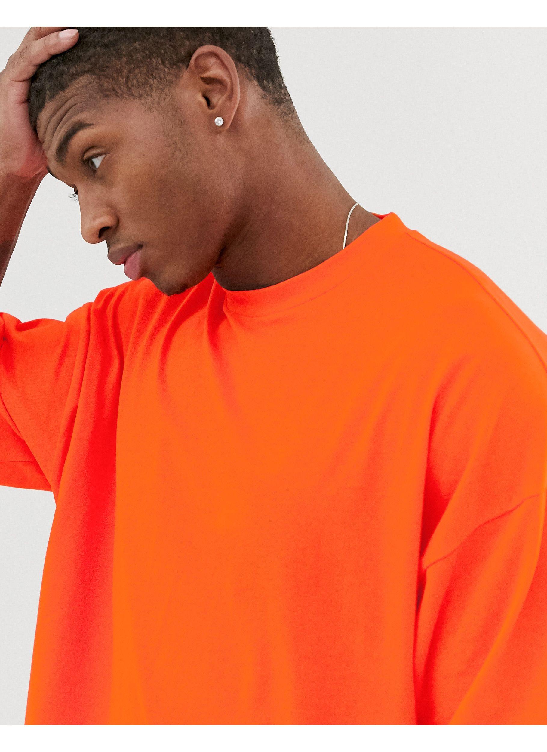 ASOS Oversized T-shirt With Side Split in Orange for Men | Lyst