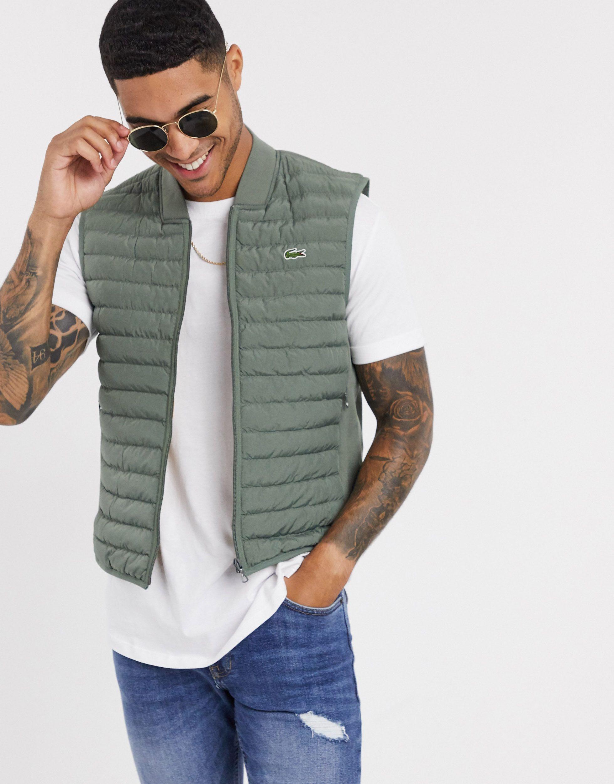 Lacoste Quilted Gilet Jacket in Green for Men | Lyst