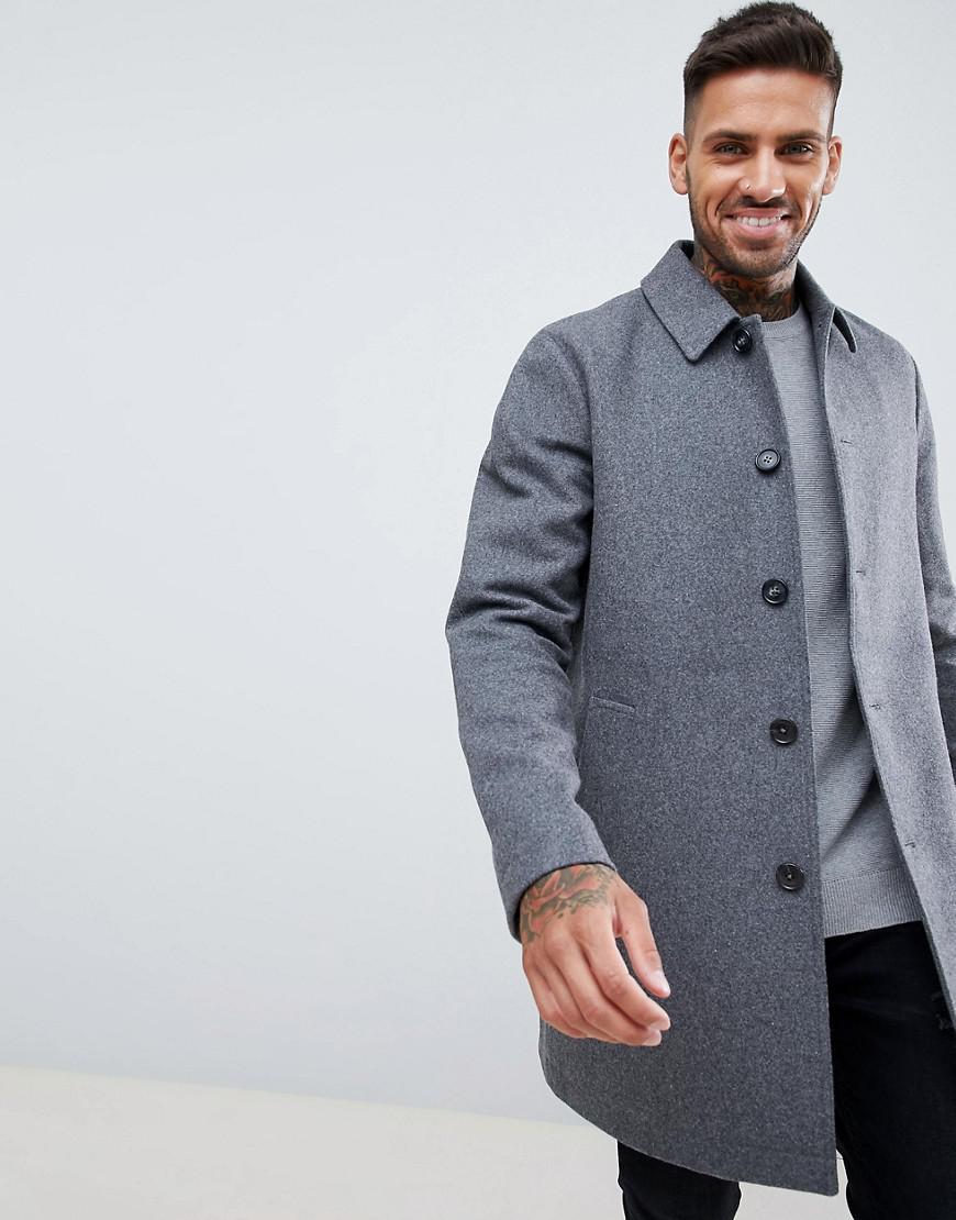 ASOS Wool Mix Trench Coat In Light Gray for Men - Lyst