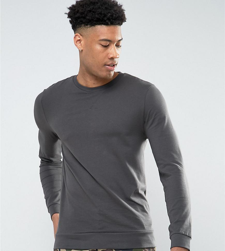 Lyst - Asos Tall Lightweight Muscle Sweatshirt In Washed Black in Black ...