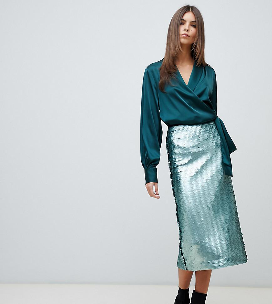 Mango Sequin Detail Midi Skirt in Blue Lyst UK