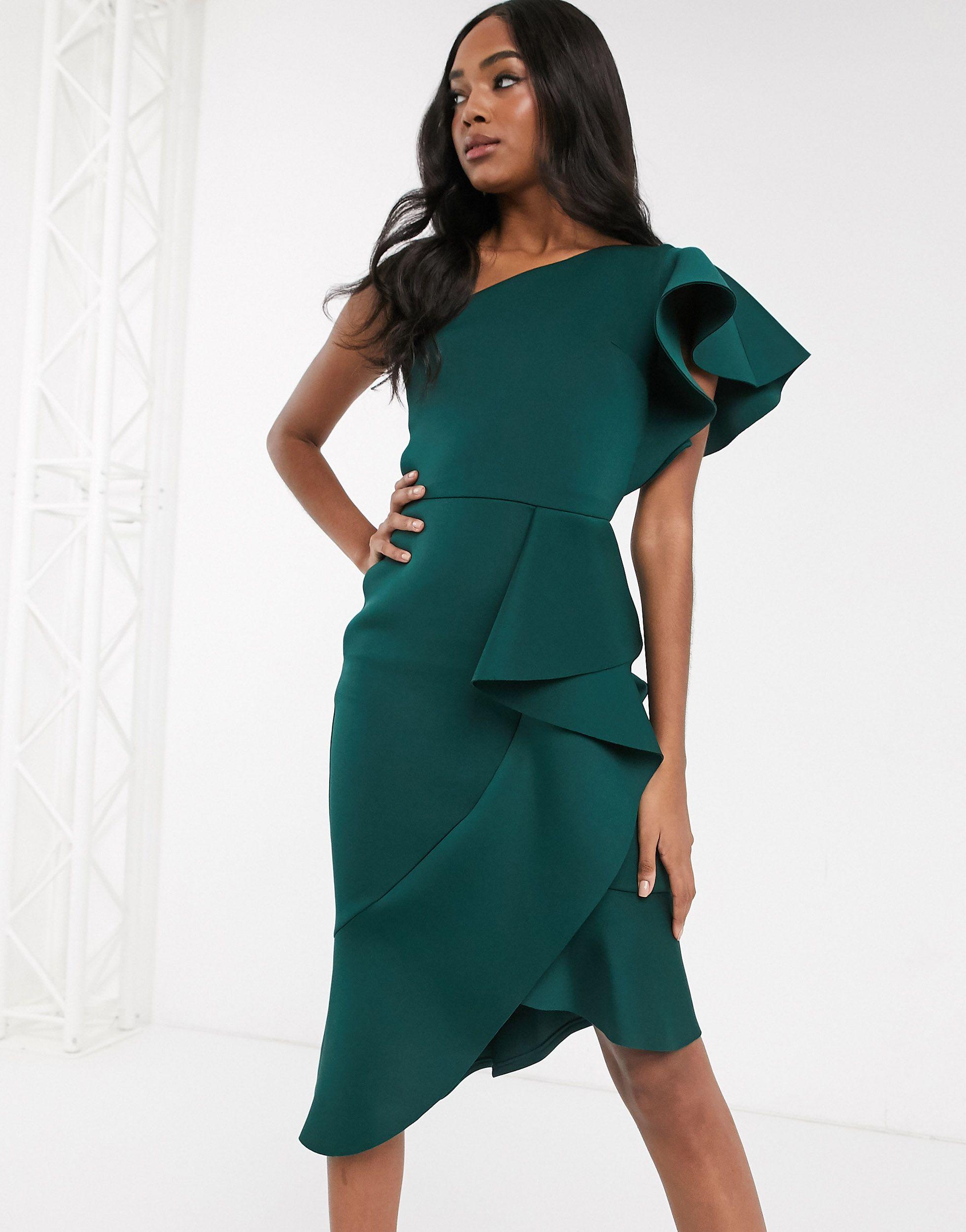 True Violet Exclusive One Asymmetrical Midi Dress in Green Lyst