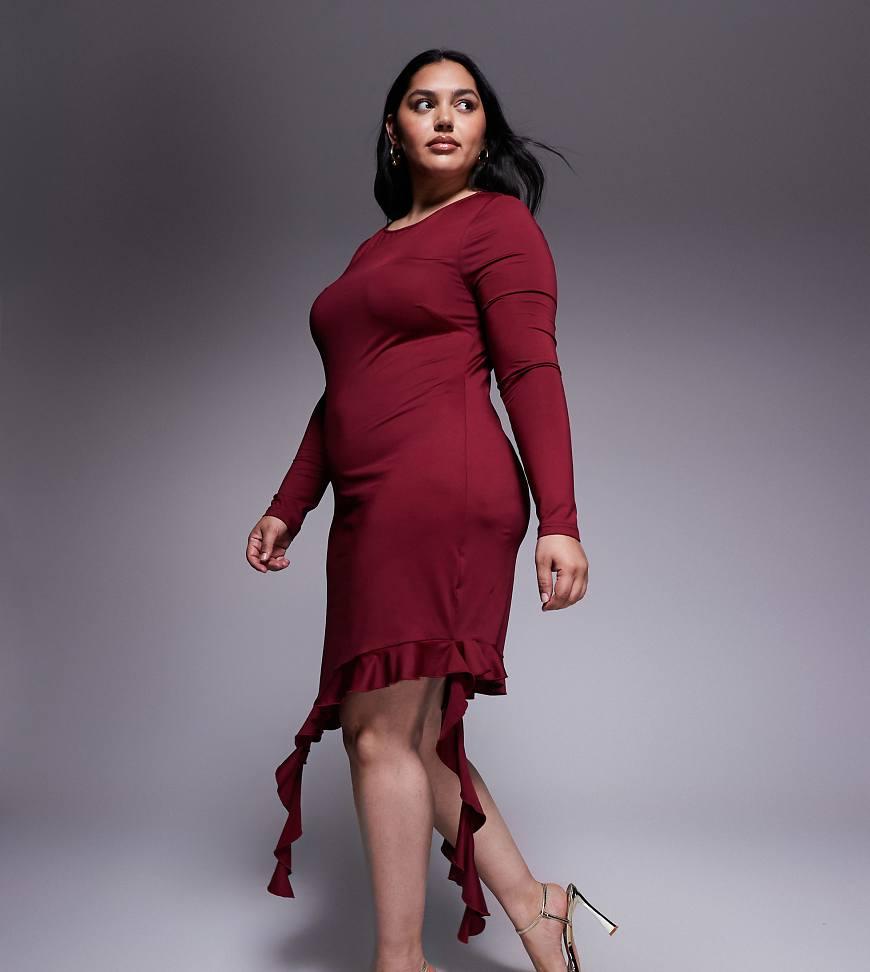 Vestito Corto A Maniche Lunghe Sinuoso di Renee Studio in Rosso Lyst