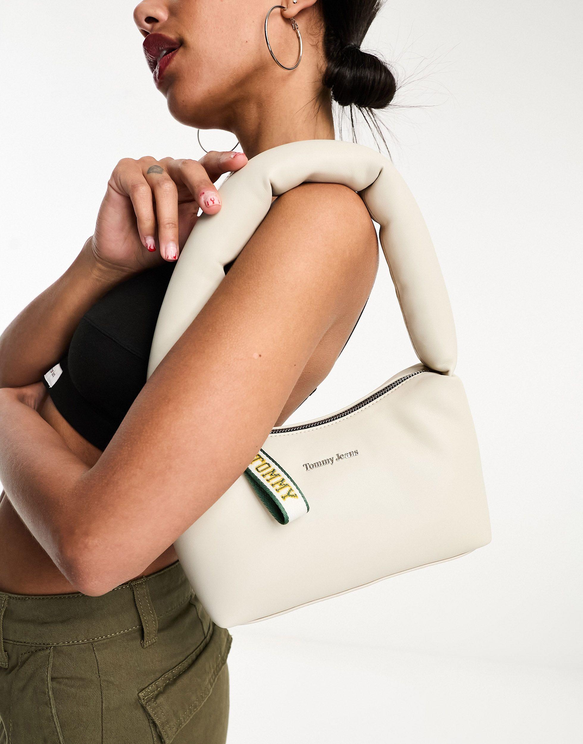 Tommy Hilfiger Shoulder Bag With Padded Strap in Natural | Lyst