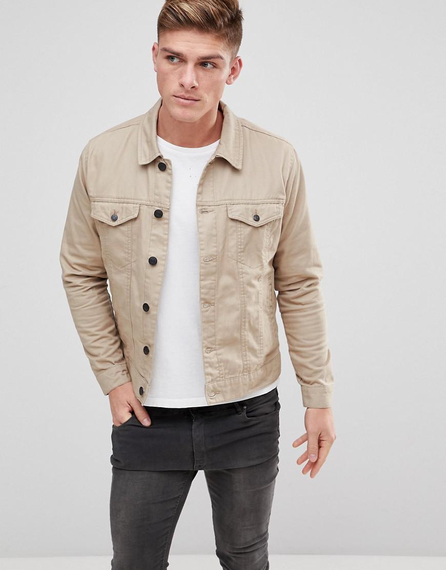 Only & Sons Twill Trucker Jacket in Natural for Men | Lyst