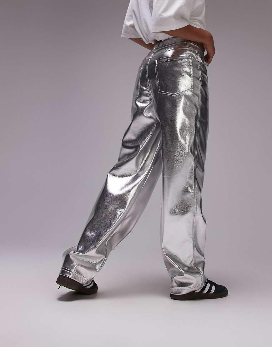 TOPSHOP Straight Leg Faux Leather Trouser in Purple Lyst UK