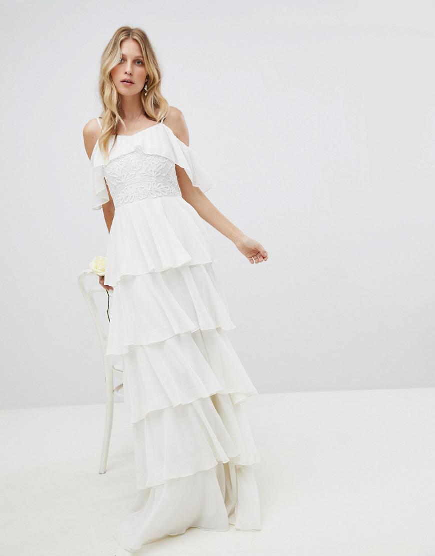 pleated tiered maxi dress