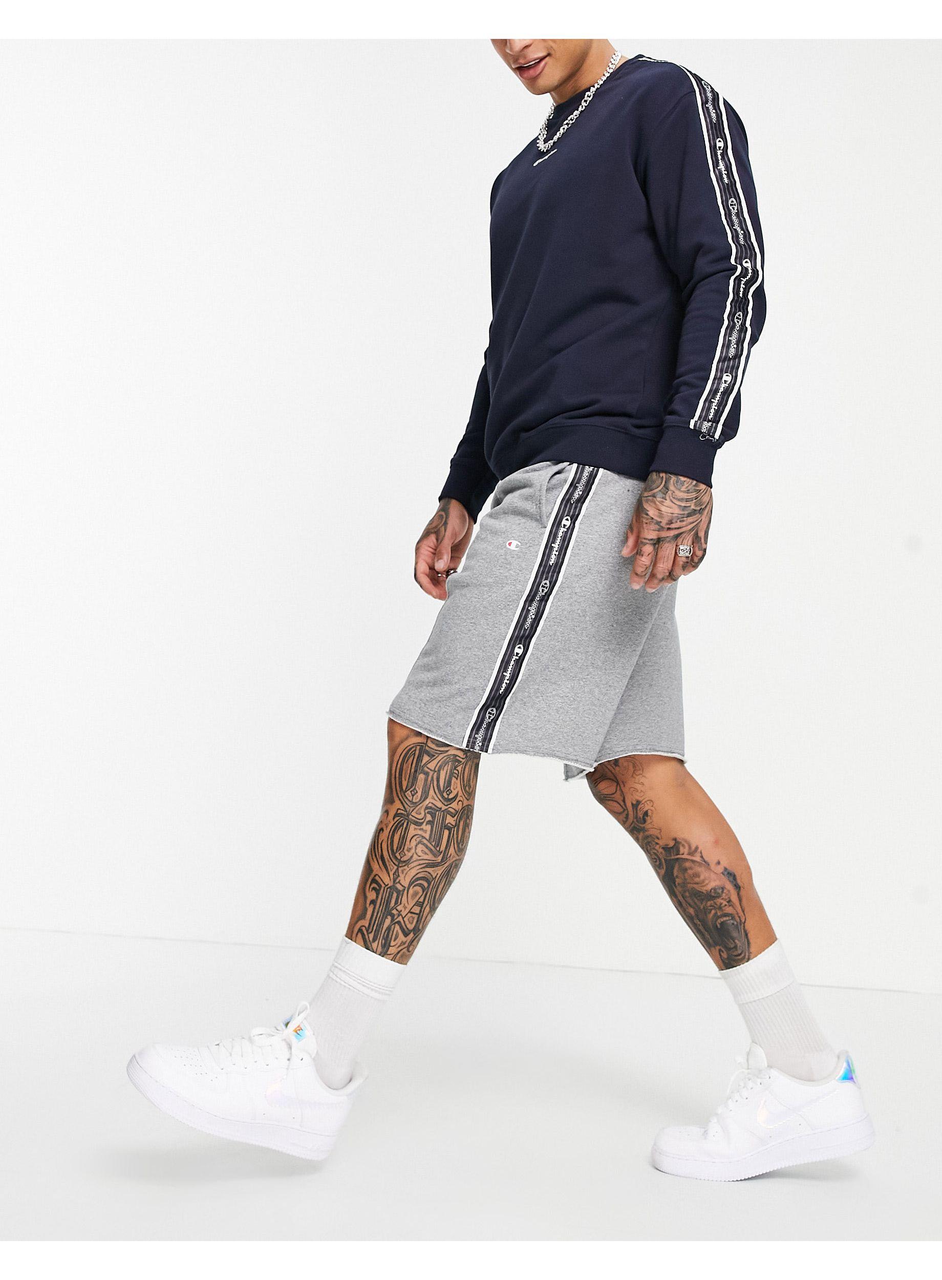 Champion Logo Taped Shorts in Grey 