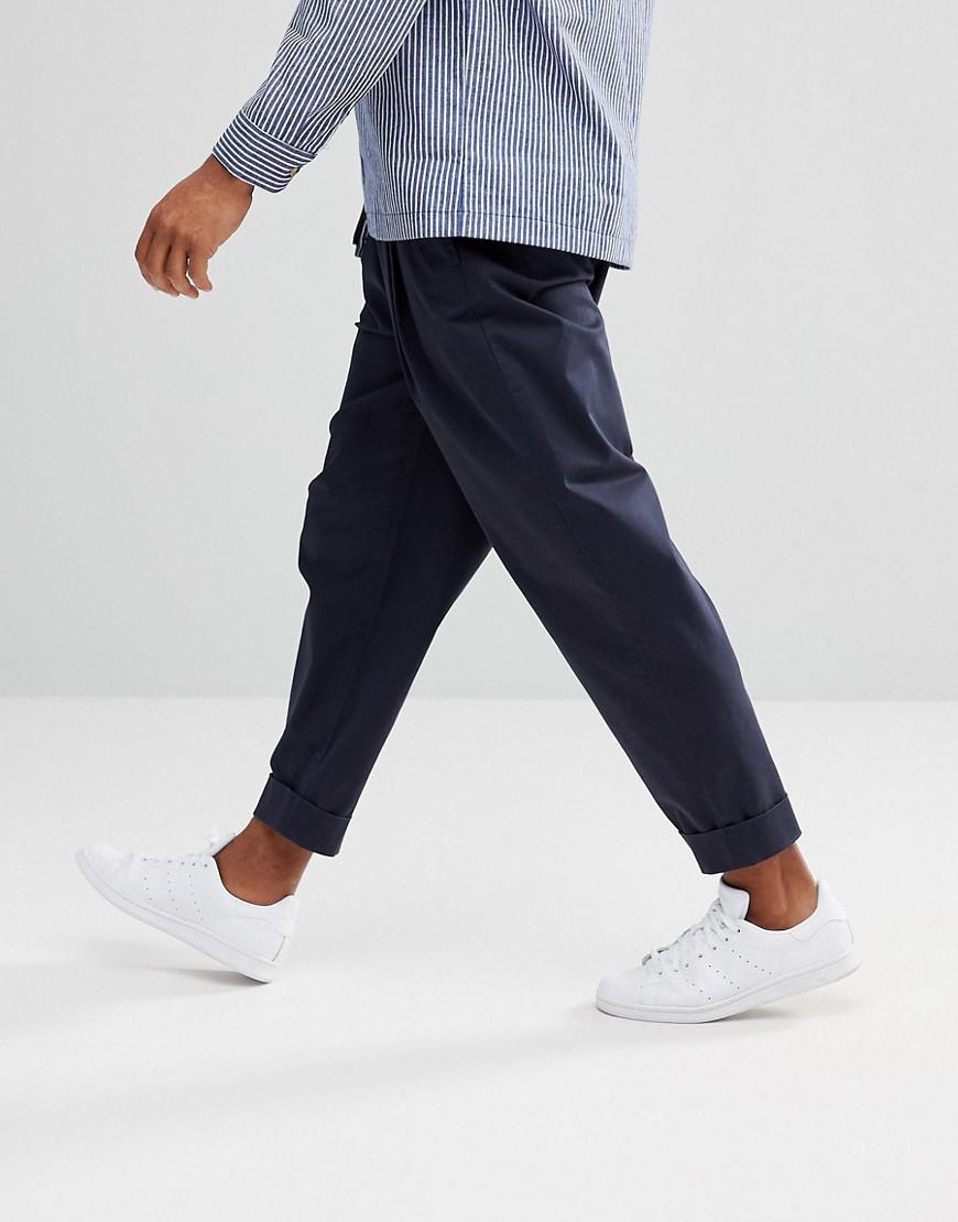 Lyst ASOS Wide Balloon Trousers In Navy in Blue for Men