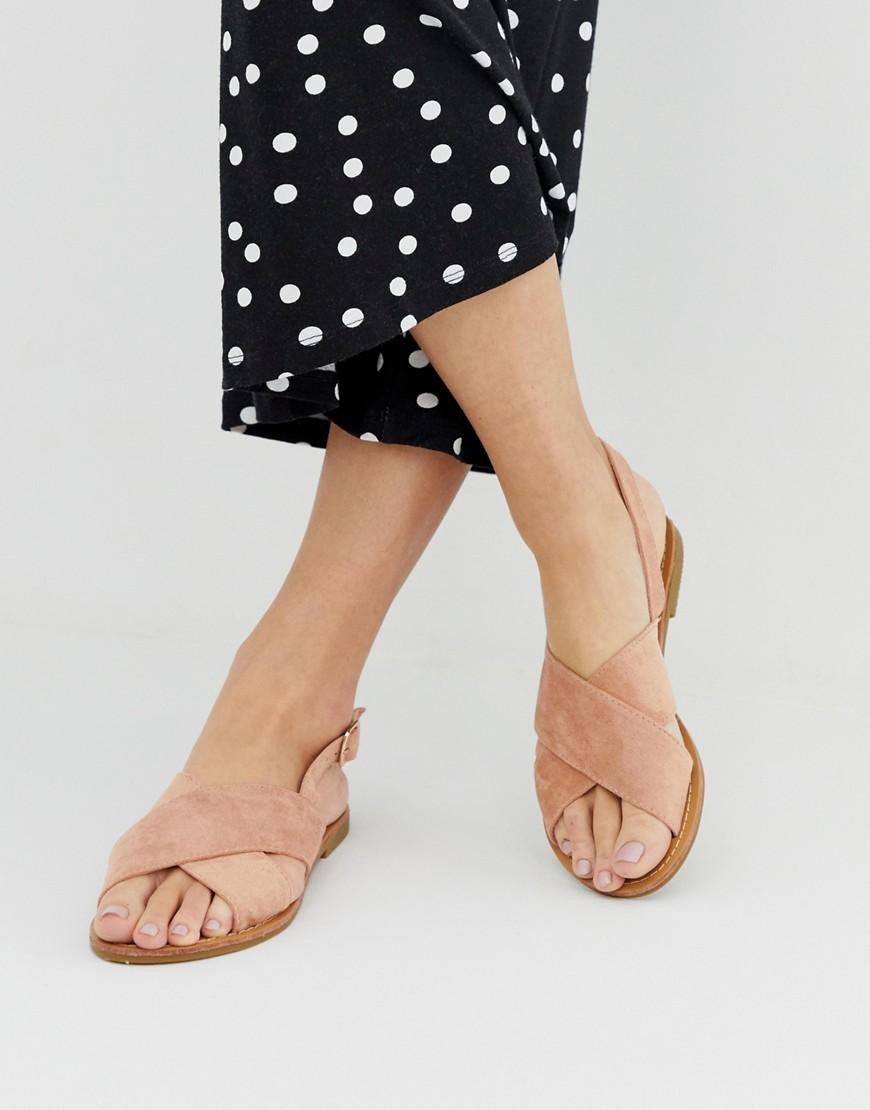 Glamorous Rubber Blush Cross Over Flat Sandals in Beige (Natural) - Lyst
