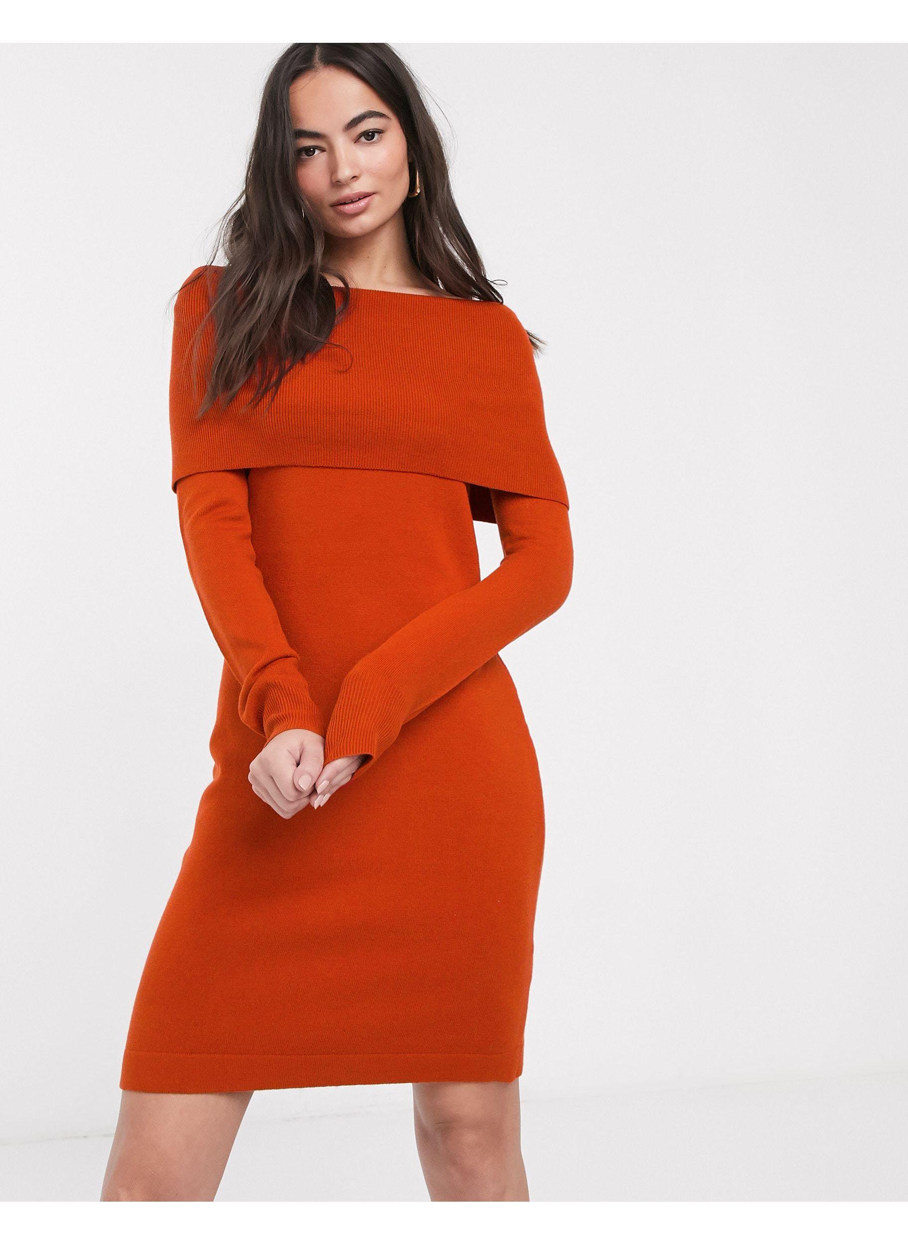 French Connection Babysoft Cowl Neck Sweater Dress in Copper (Orange ...