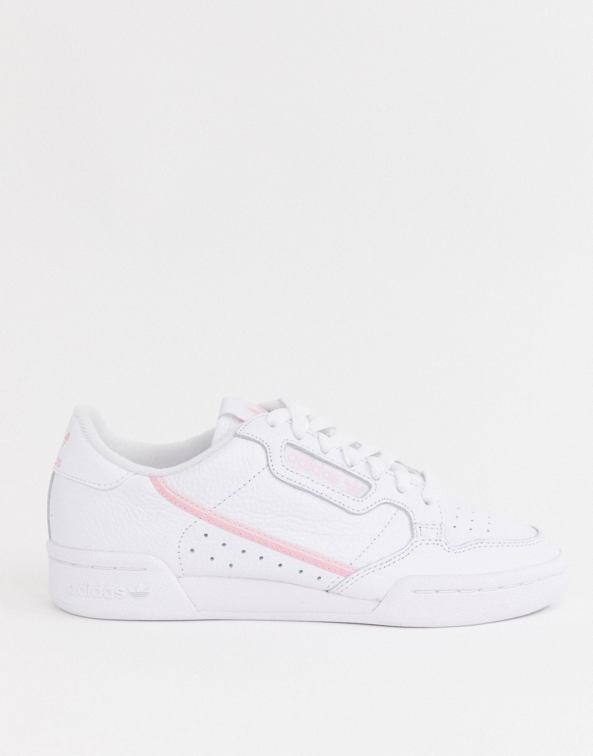 adidas Originals Leather White And Pink Continental 80 Trainers - Lyst