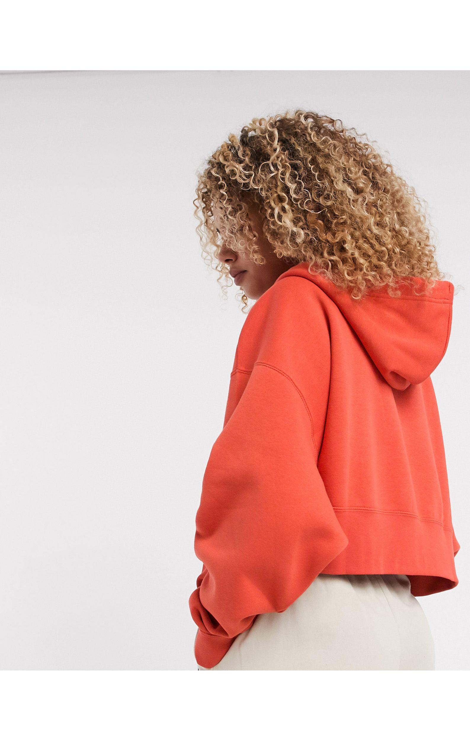 nike mini swoosh oversized cropped black zip through hoodie