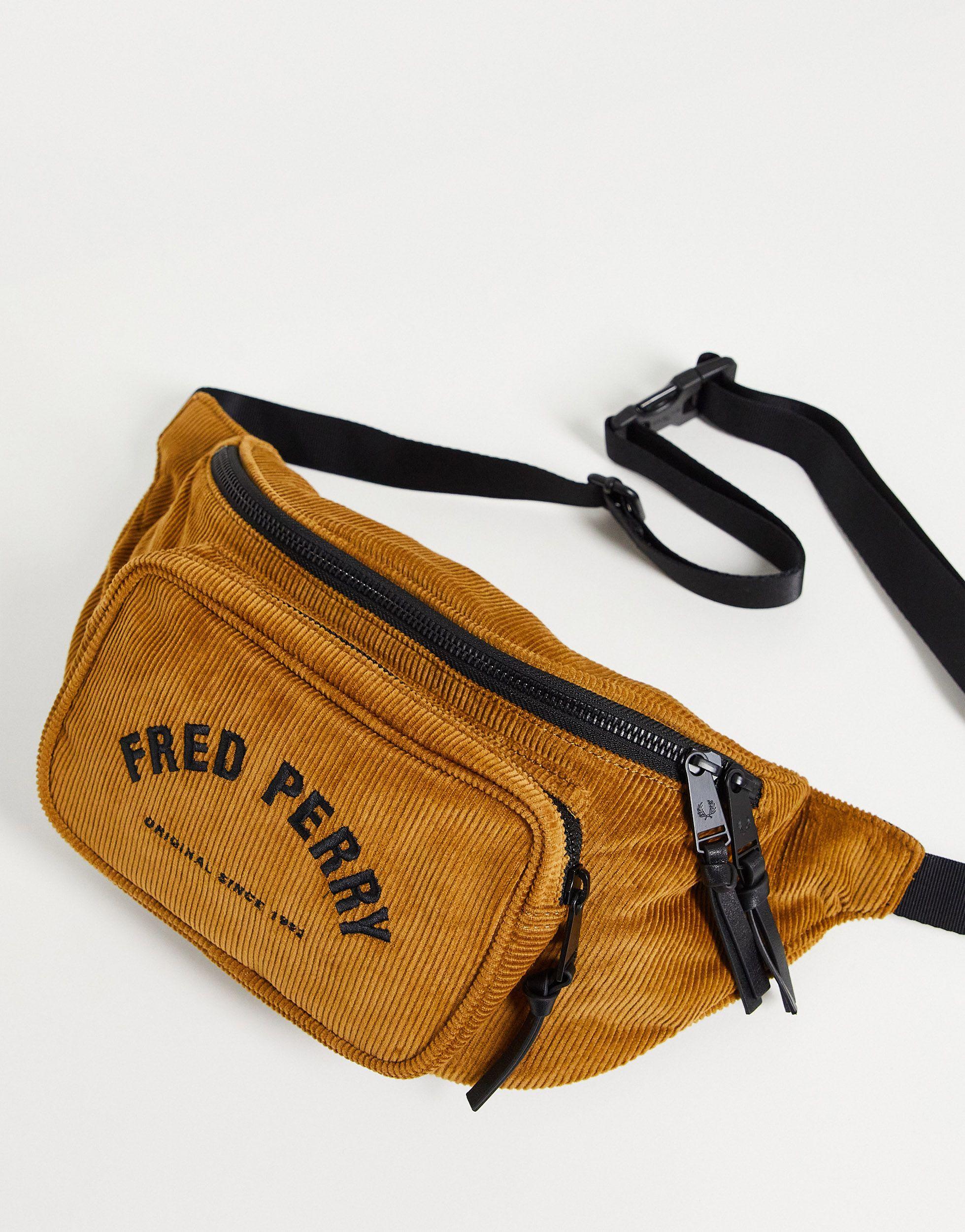 Fred Perry Corduroy Bum Bag in Brown for Men | Lyst