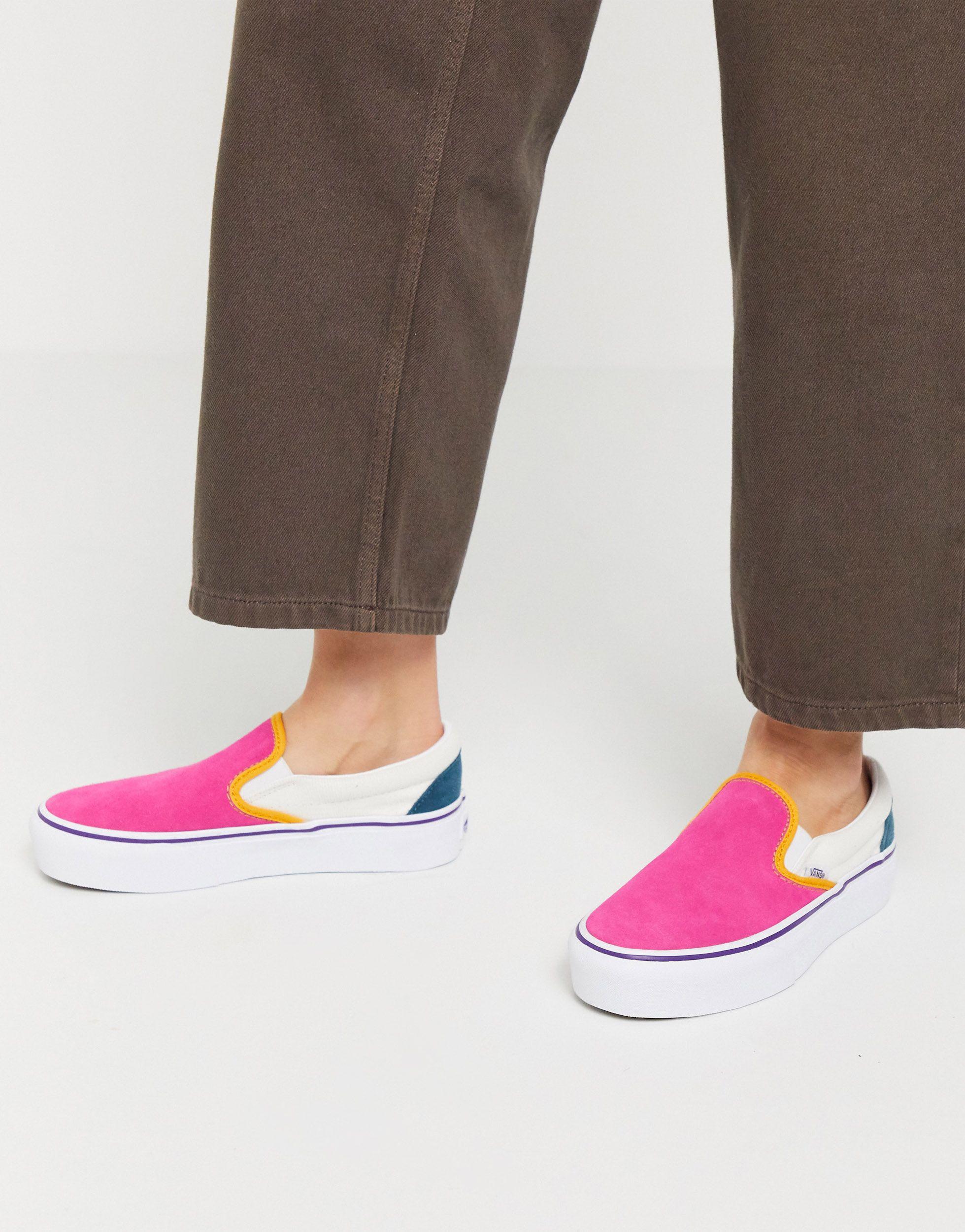 Vans Classic – Slip-On – Sneaker mit Plateausohle und Farbblockdesign in  Pink | Lyst DE