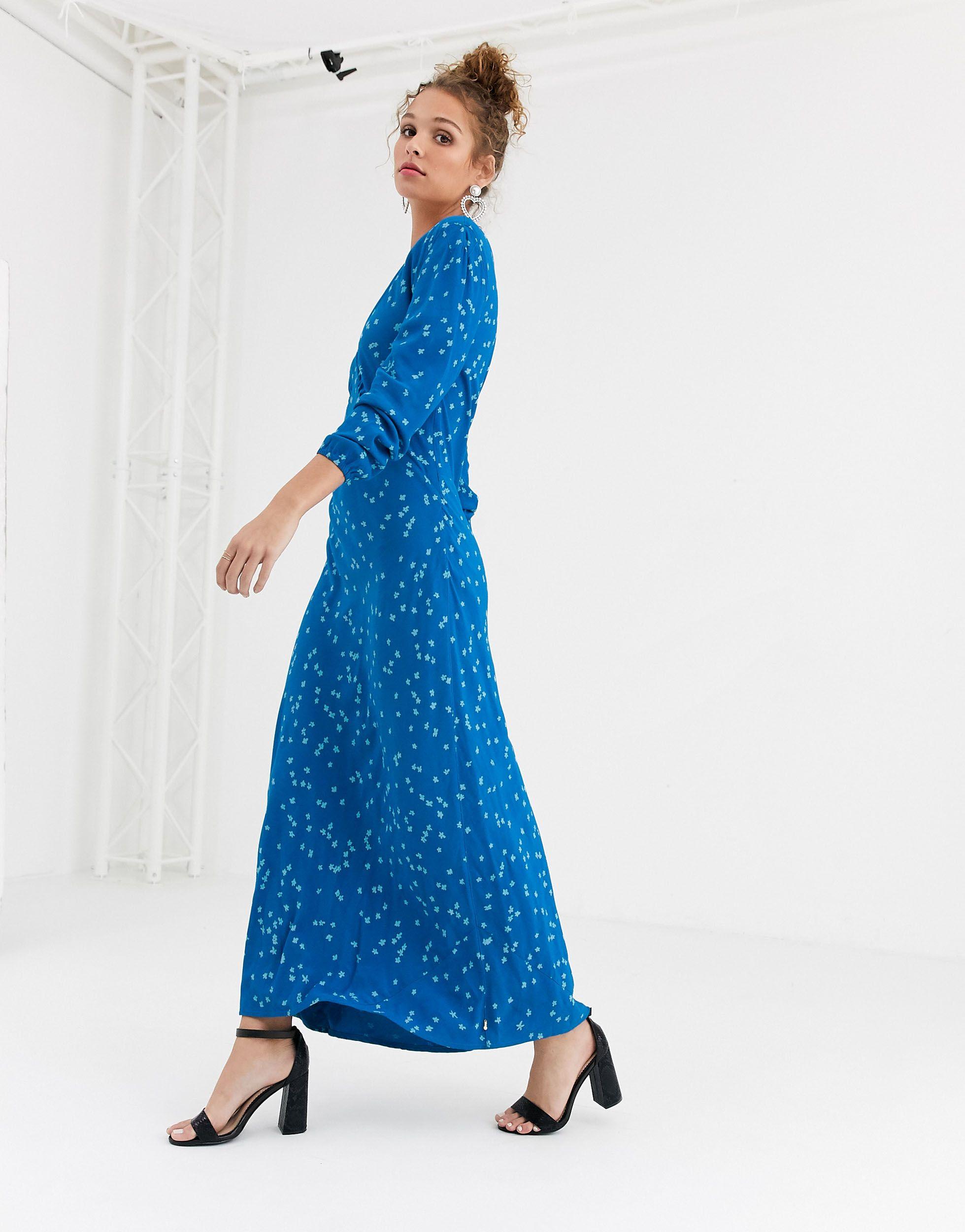 Vlek bouwer ornament FABIENNE CHAPOT Doris - Gebloemde Midi-jurk in het Blauw | Lyst NL