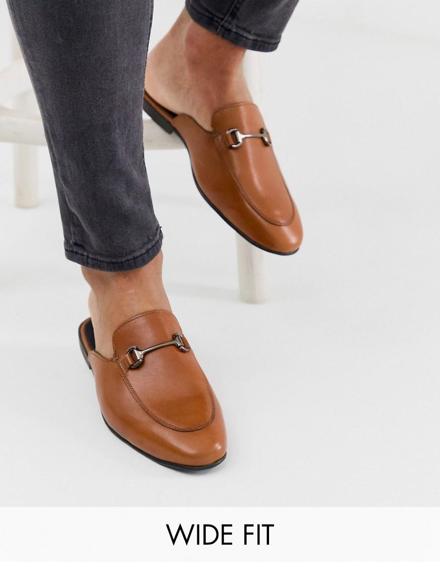 ASOS Wide Fit Backless Mule Loafer in Brown for Men | Lyst