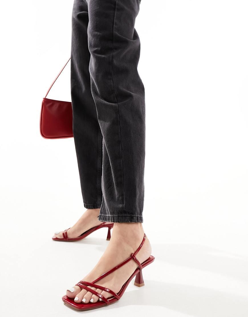 Red strappy kitten heels best sale