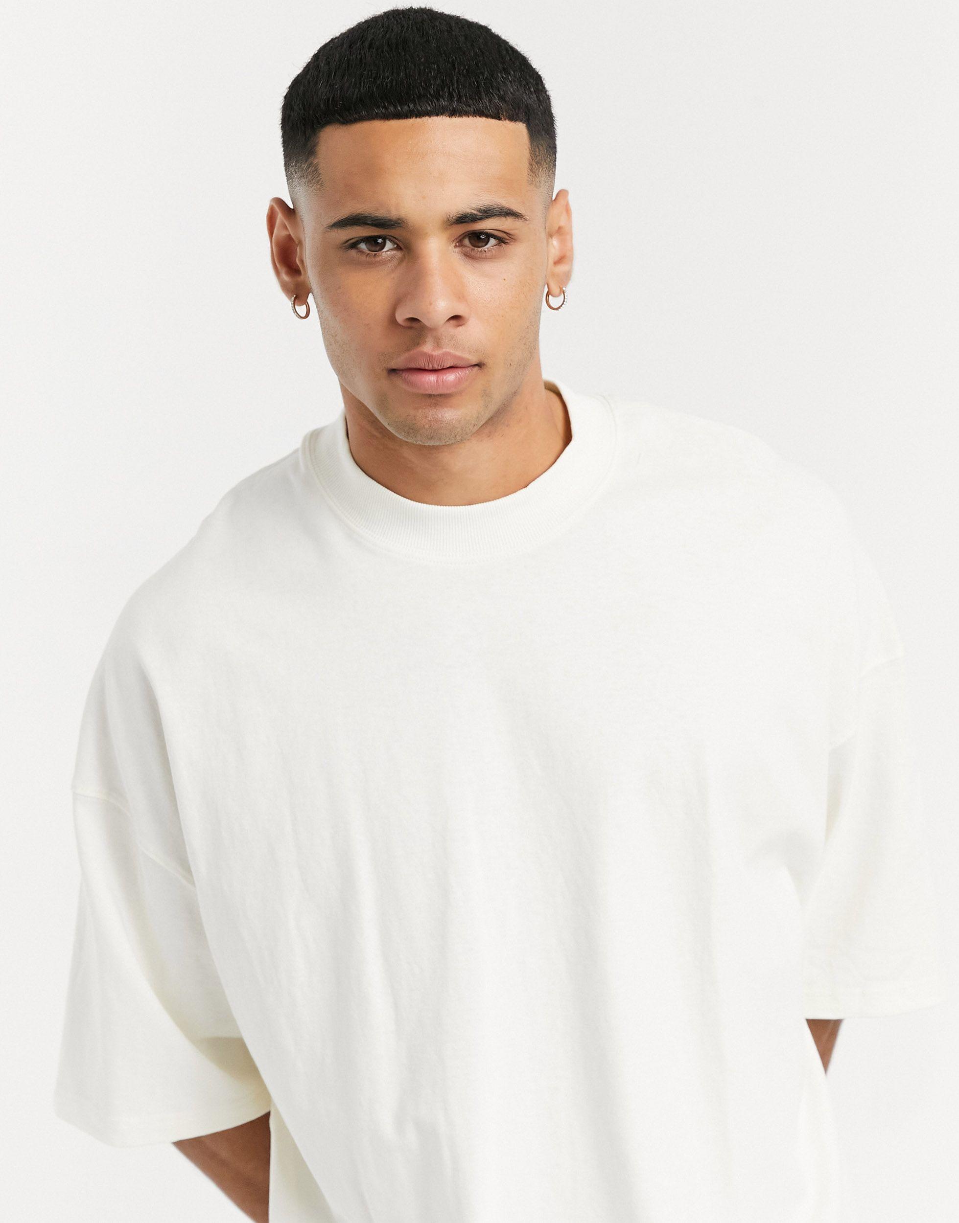 TOPMAN Oversized High Neck T-shirt in White for Men | Lyst Canada