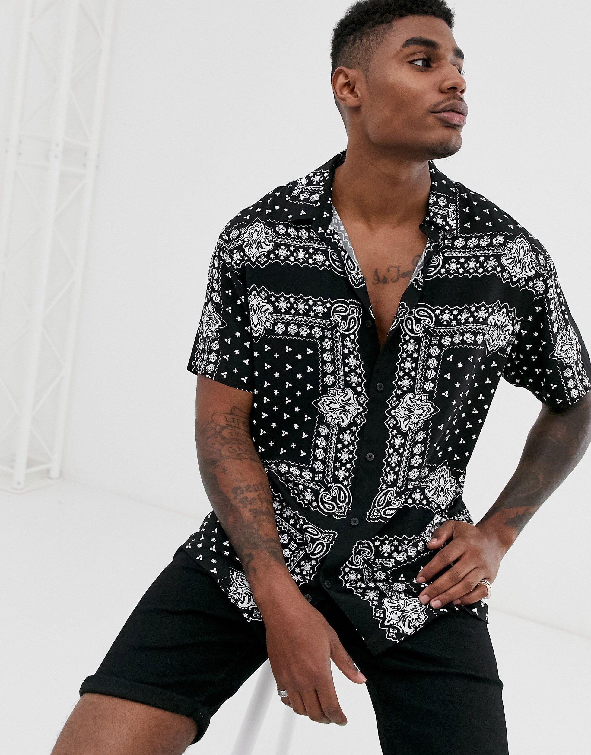 Camisa con estampado Bershka de hombre de color Negro | Lyst