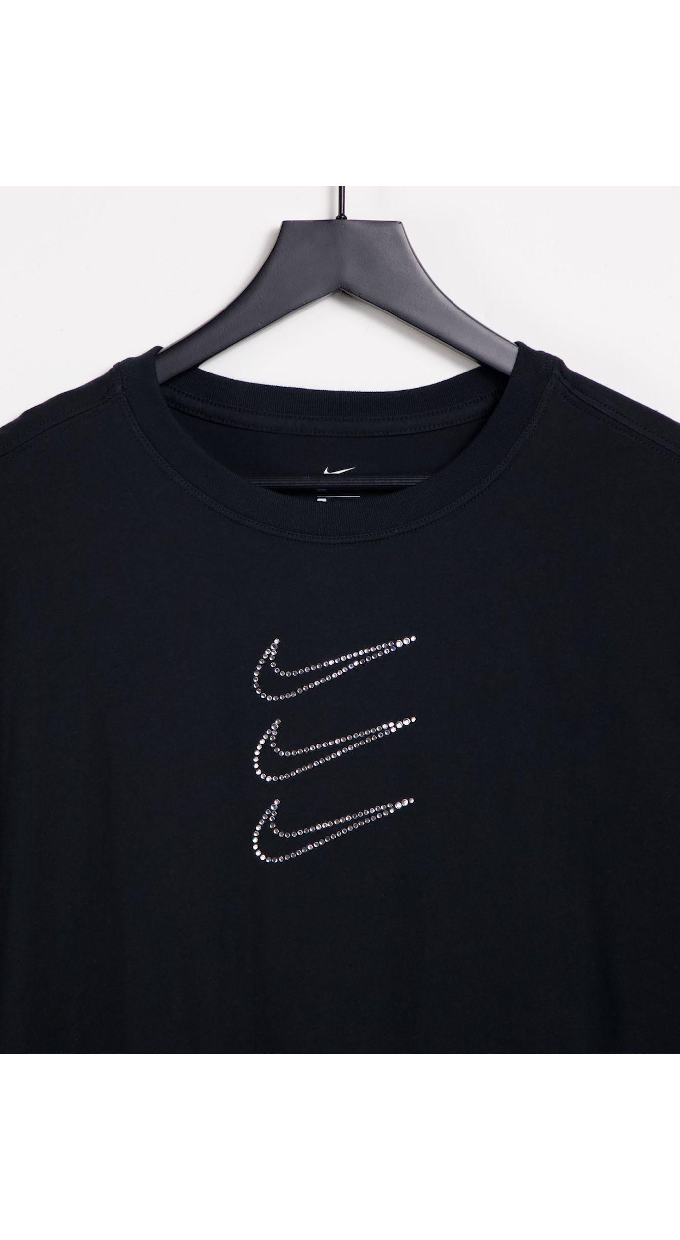 T-shirt triple logo virgule à strass Coton Nike en coloris Noir | Lyst