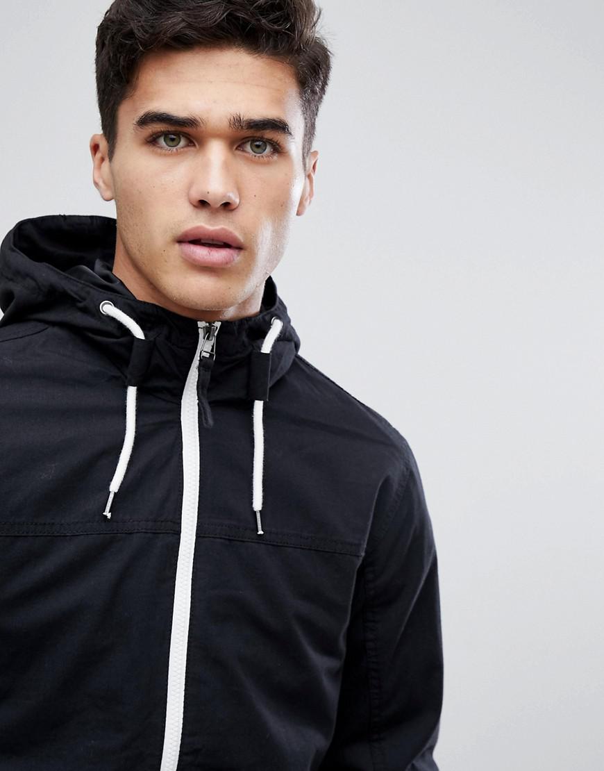 Jack & Jones Denim Originals Lightweight Hooded Jacket With Contrast Zip in Black for Men - Lyst