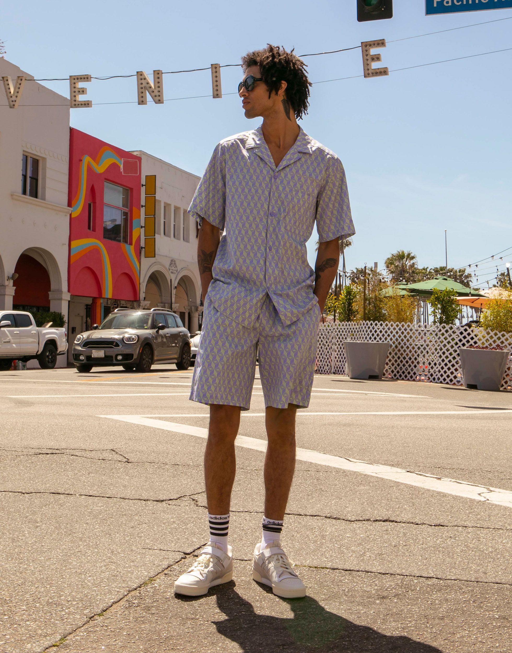 Summer club - chemise manches courtes avec logo sur l'ensemble - lilas  adidas Originals pour homme | Lyst