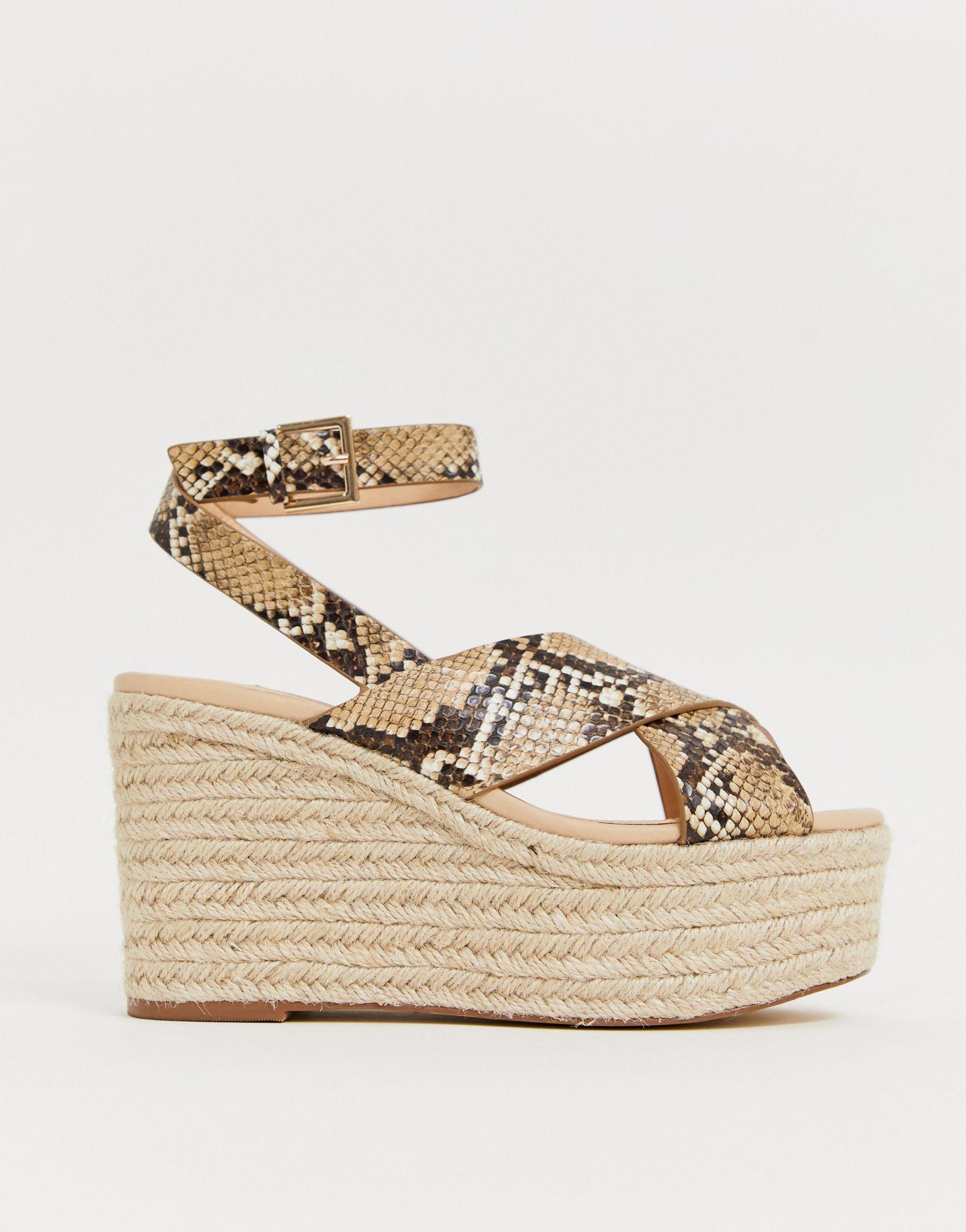 Office Medal - Espadrilles Met Sleehak En Slangenprint - Lyst