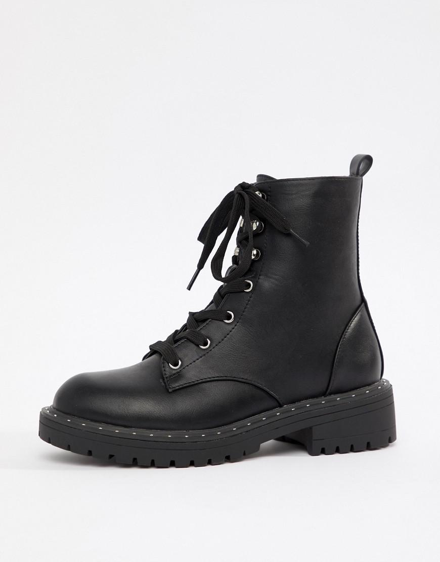 truffle collection chunky lace up ankle boots