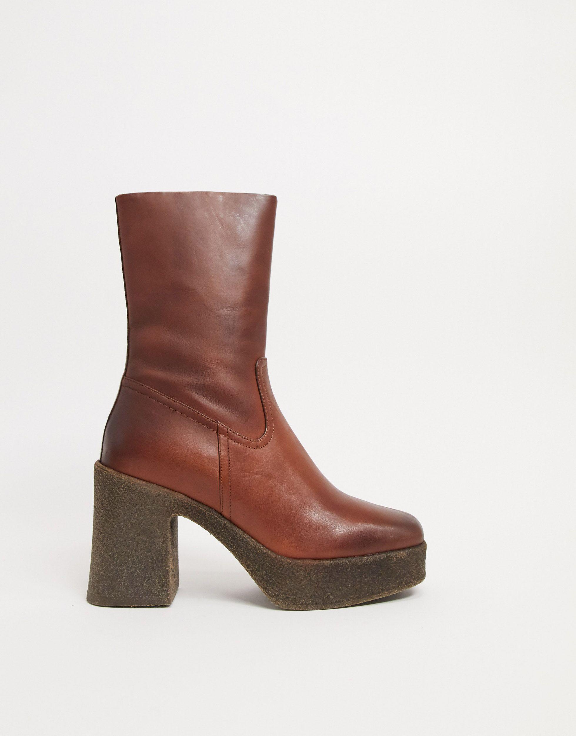 Botas marrones con plataforma ASOS de Cuero de color Marrón | Lyst