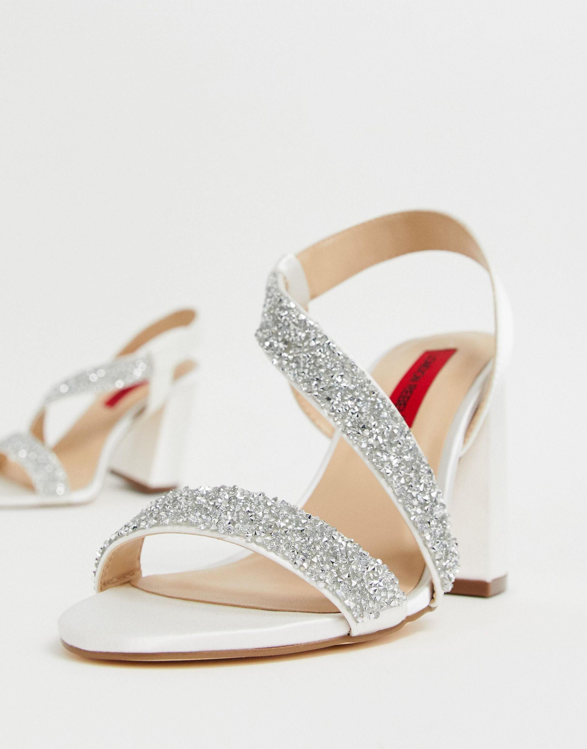 london rebel bridal barely there embellished block heel sandals