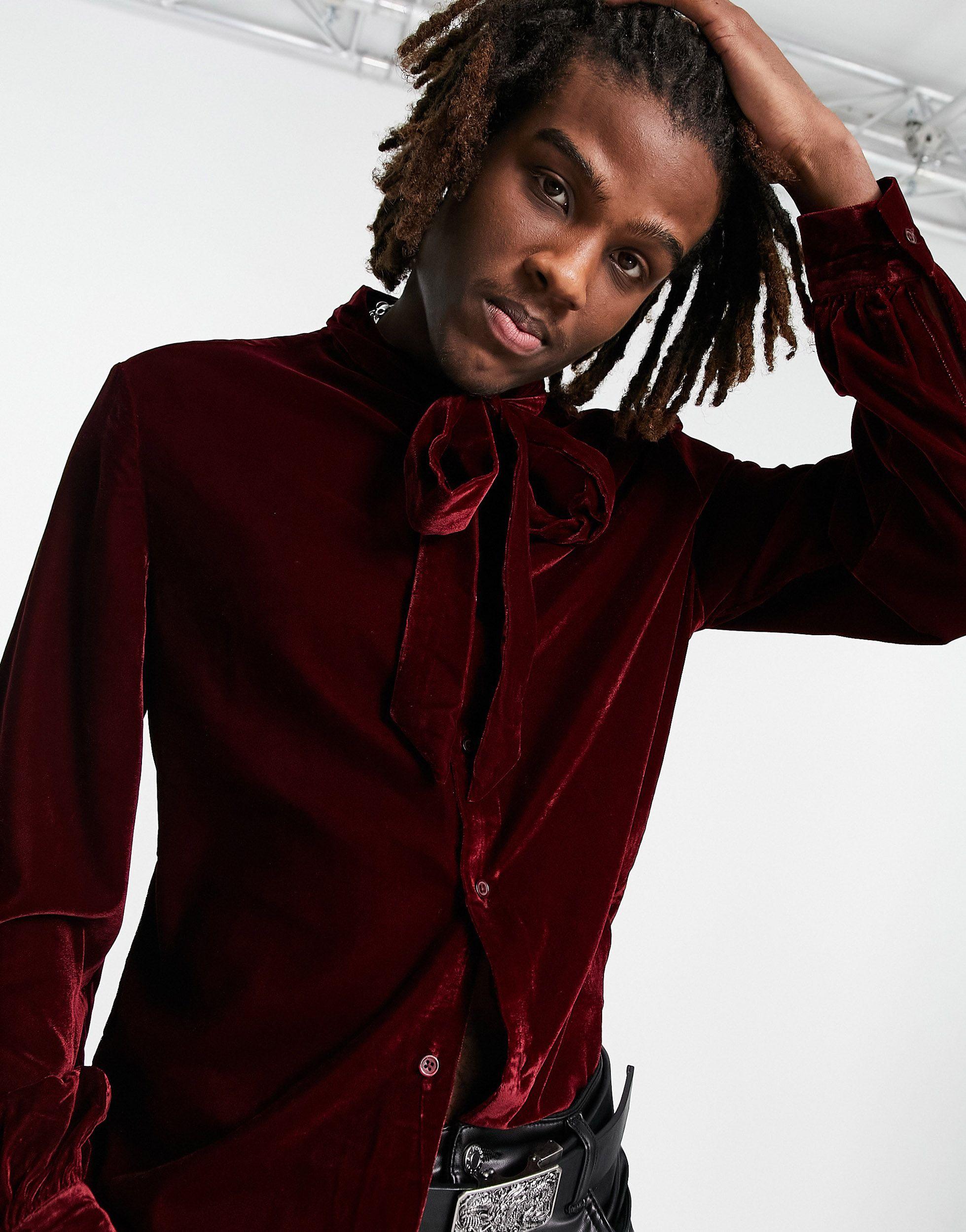Red velvet sale shirt mens