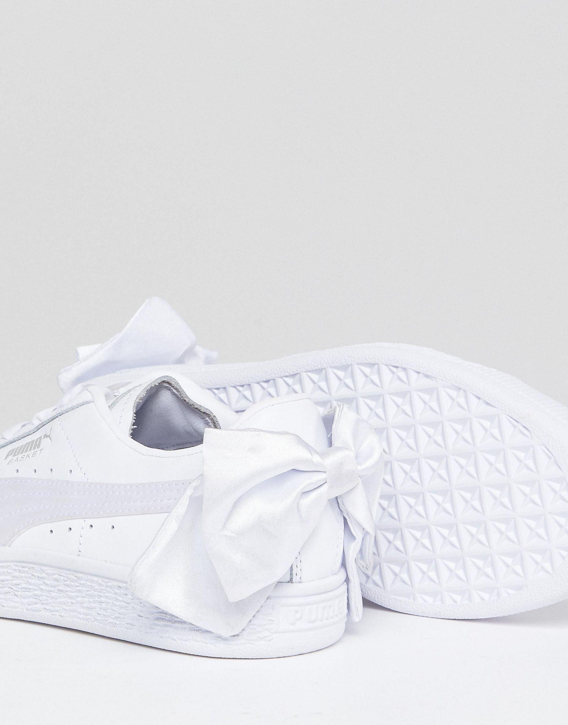 PUMA Suede Bow Trainers in White | Lyst
