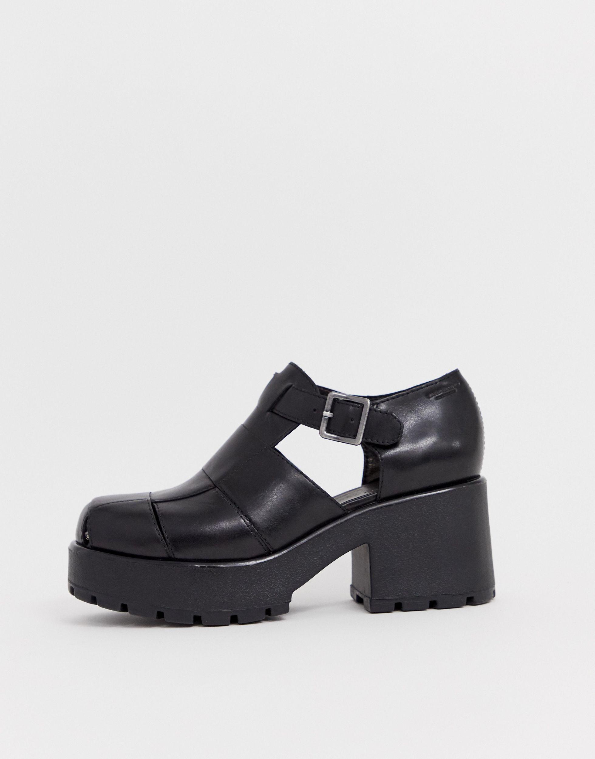 Vagabond Shoemakers Dioon Black Leather Chunky Heeled Shoes | Lyst