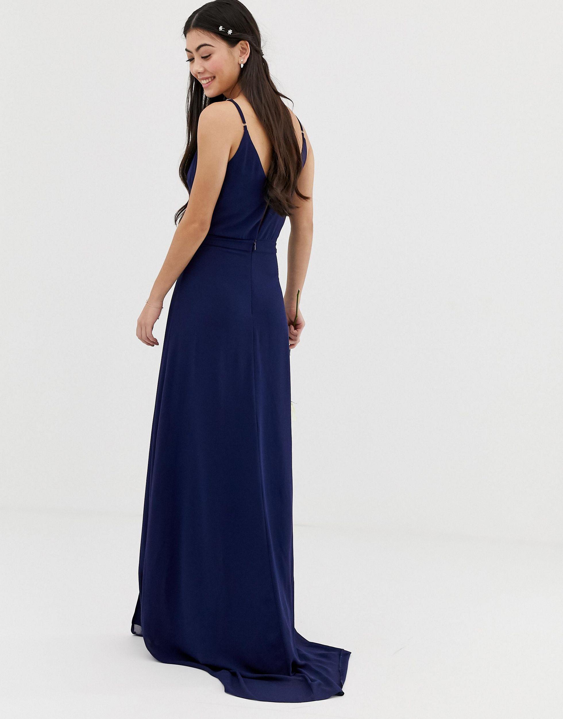 tfnc bridesmaid exclusive cami wrap maxi dress with fishtail