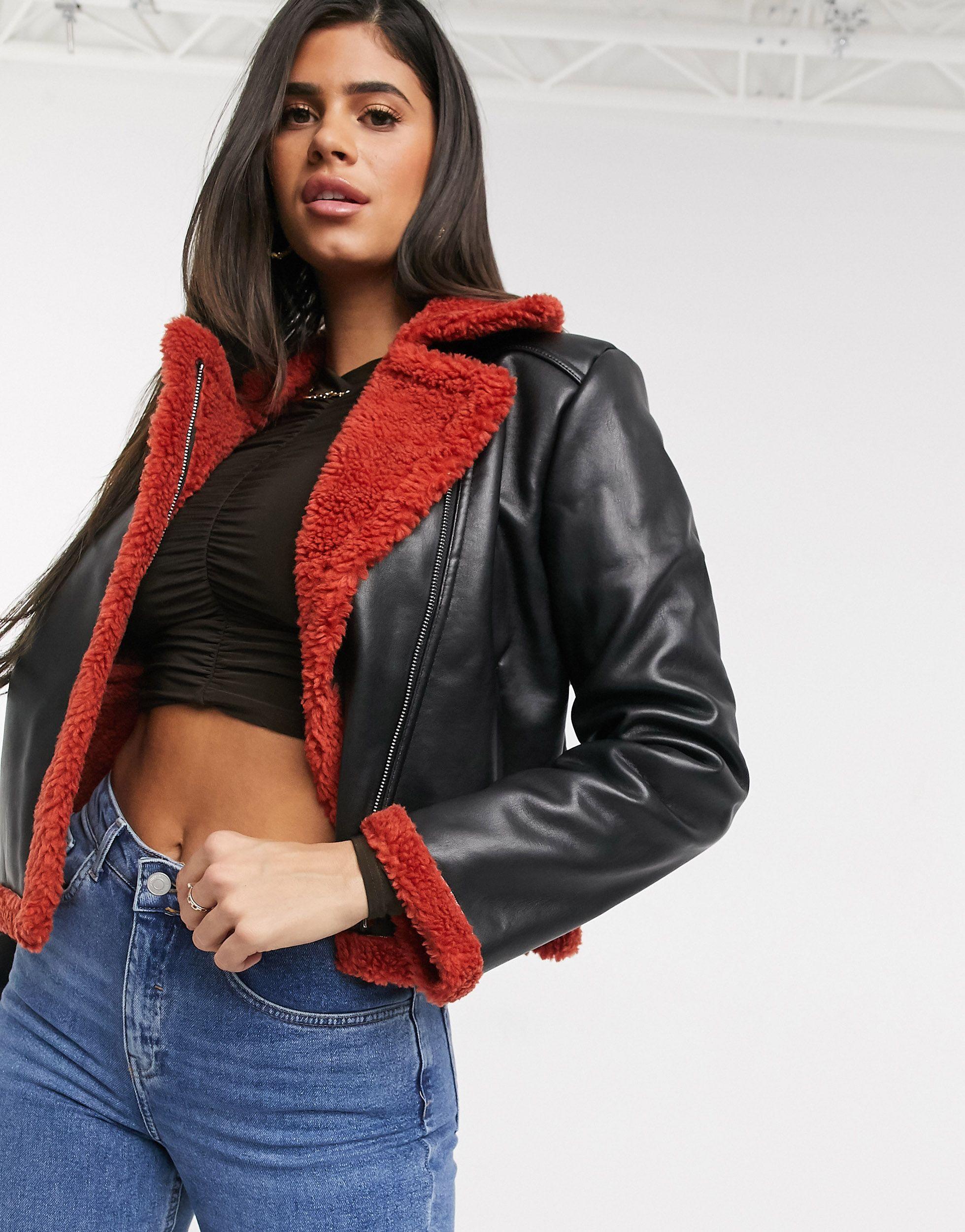 red aviator jacket womens