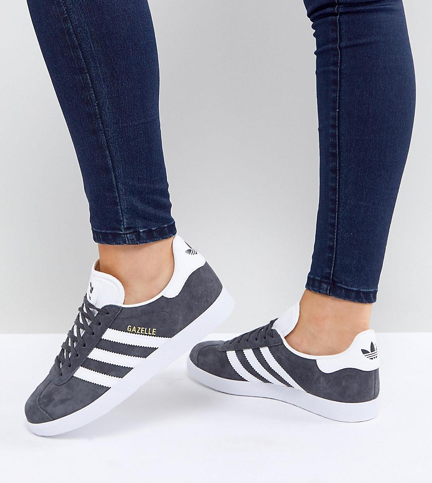 adidas dark grey gazelle trainers
