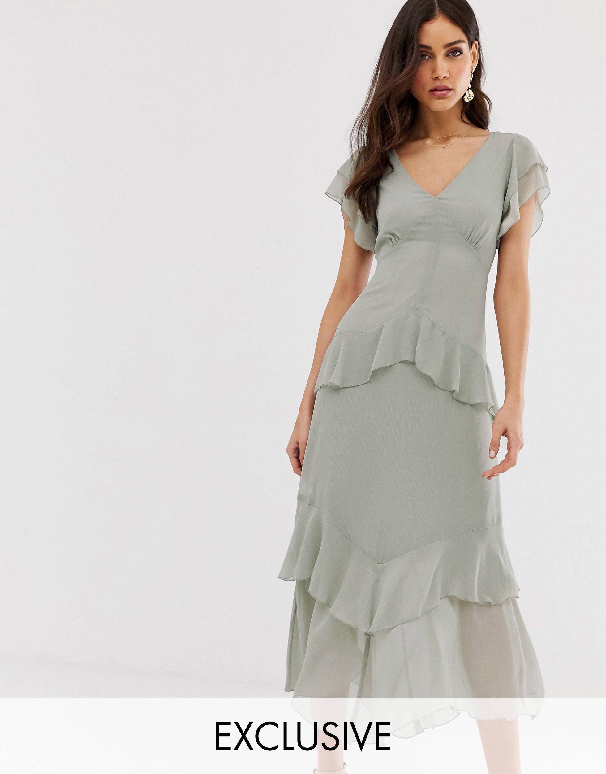 warehouse daisy tiered maxi dress