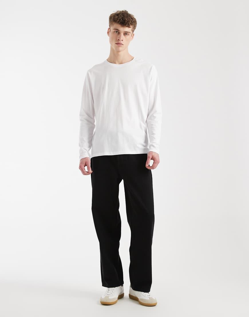 T-shirt da uomo con scollo a V profondo in cotone, maniche corte, elasticizzate, con taglio basso, invisibile, bianco, M