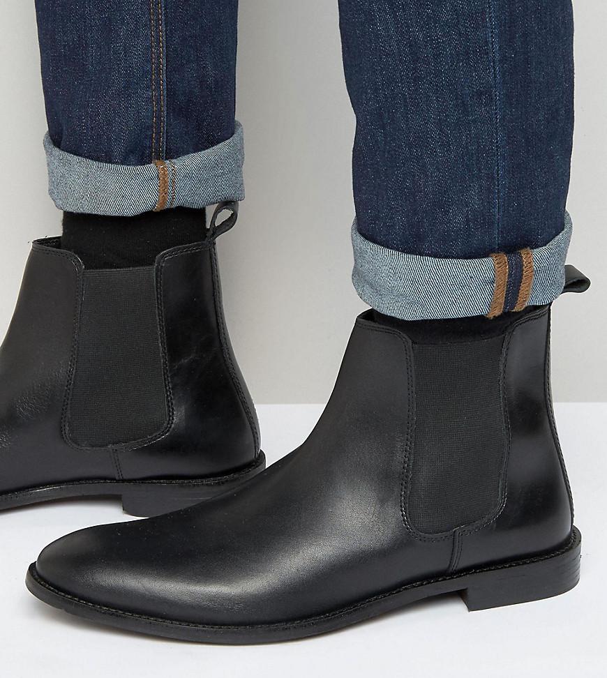 Lyst - Asos Wide Fit Chelsea Boots In Black Leather in Black for Men