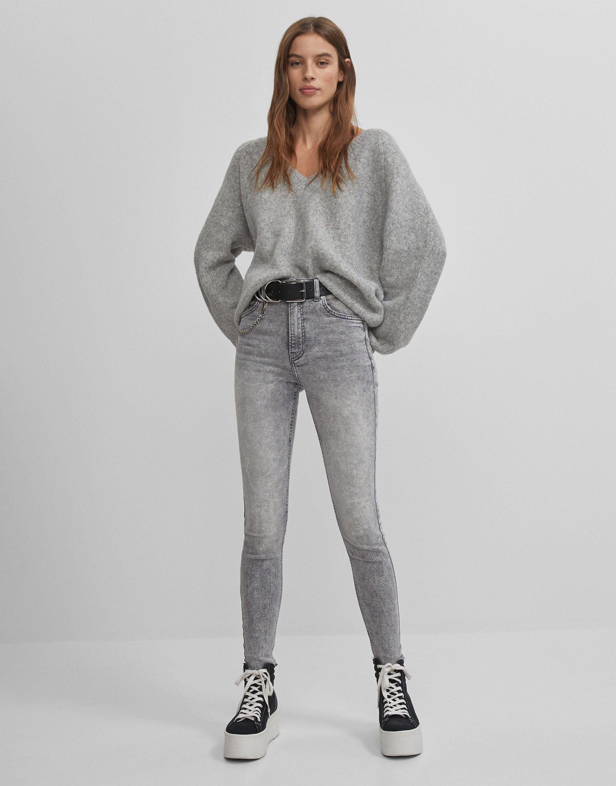 Bershka High-waist Skinny Jeans in Grey (Grey) | Lyst Canada