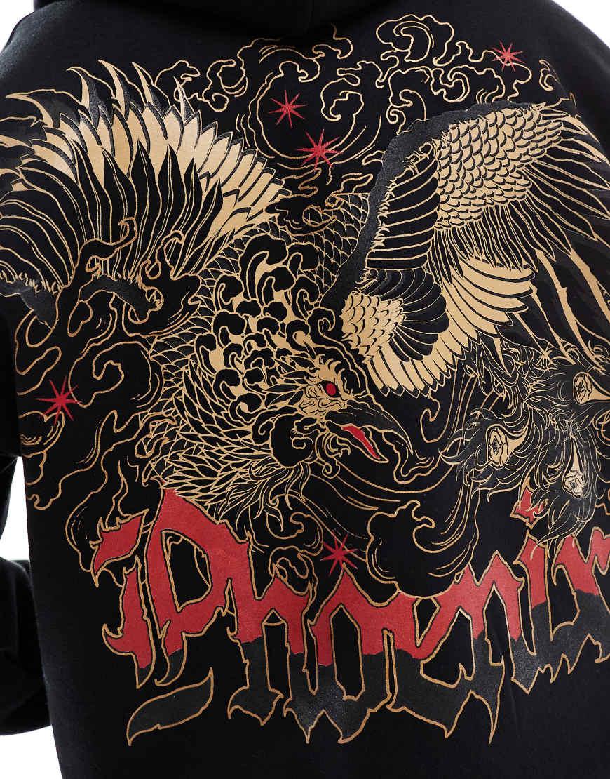 Hoodie Sudadera Dragon Bershka Bershka Phoenix Back Graphic Hoodie