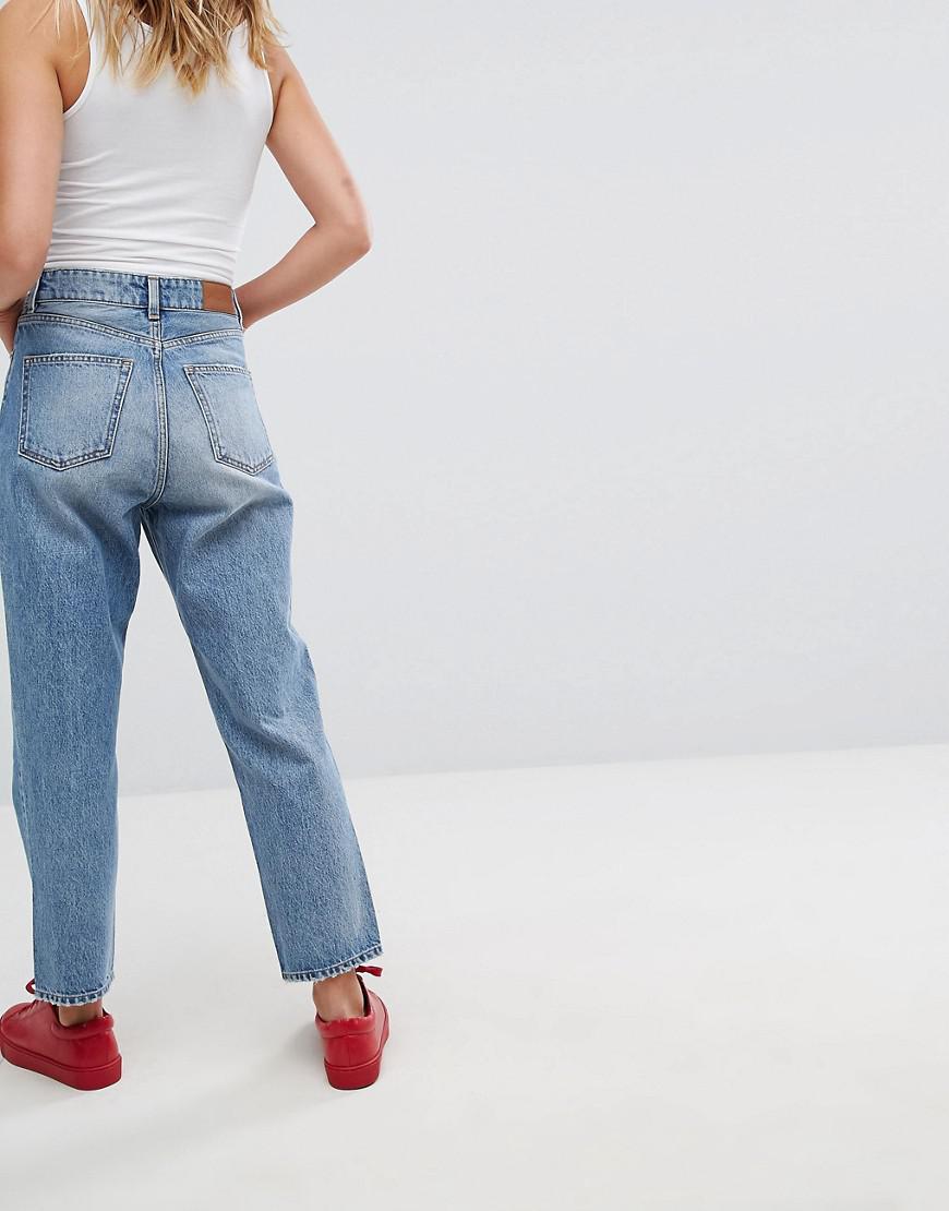 Monki Cut Out Heart Jeans in Blue | Lyst